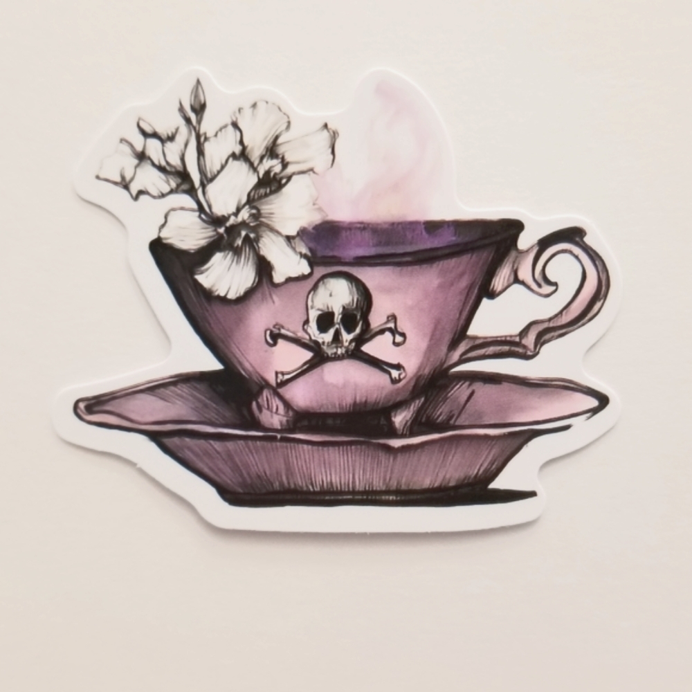 10/$10 Skull Tea Cup Sticker